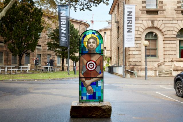 Tony Albert, Brothers (The Prodigal Son), 2020. Installation view (2020) for the 22ndBiennale of Sydney, National Art School. Courtesy the artist and Sullivan+Strumpf, Sydney. Photo: Zan Wimberley