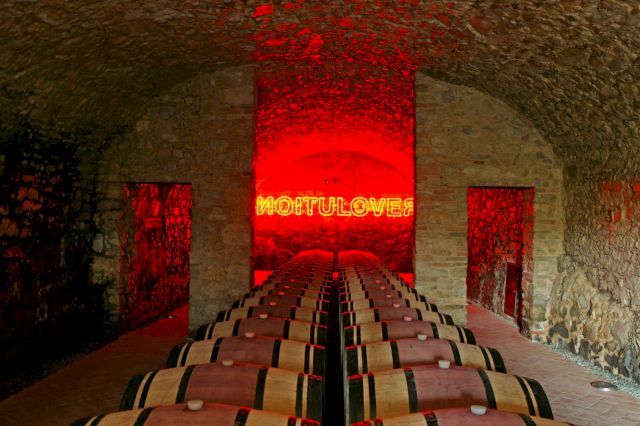 Kendell Geers, Revolution/Love, 2003 (installation view). Courtesy Castello di Ama per l'Arte Contemporanea. Photo: Alessandro Moggi