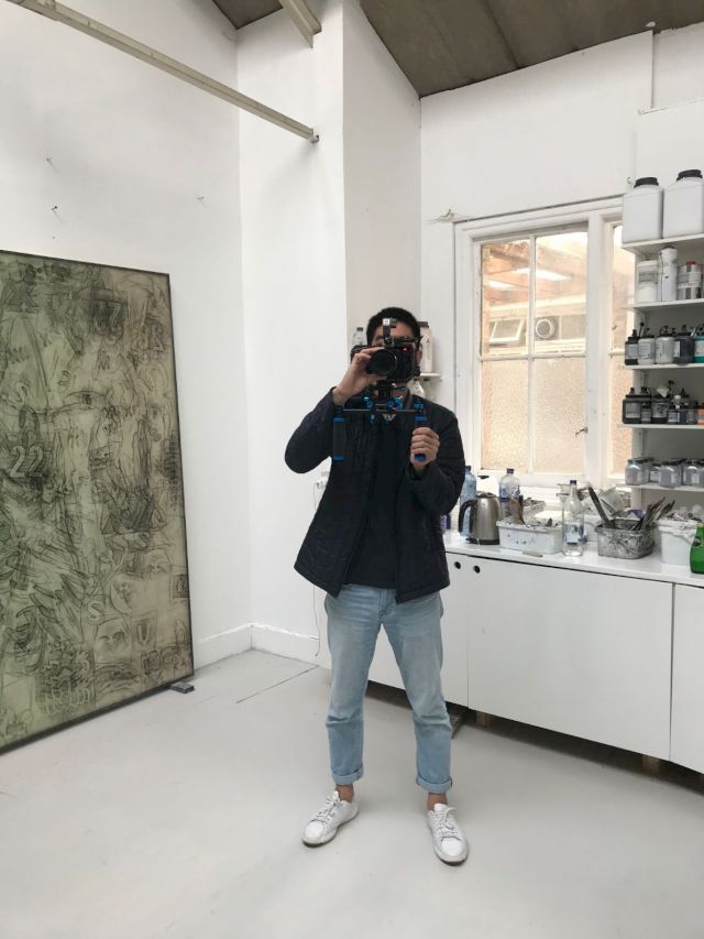 Gary Yeh filming at Rannva Kunoy's Studio in London