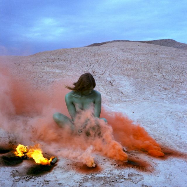 Judy Chicago, Immolation from Women and Smoke, 1972. Fireworks performance in the California Desert. © Judy Chicago/Artists Rights Society (ARS), New York. Photo courtesy of Through the Flower Archives. Courtesy of the artist, Salon 94, New York and Jessica Silverman Gallery, San Francisco.