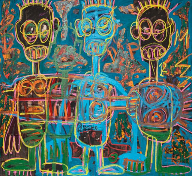 Sample of 2021 artworks: Aboudia, Untitled #1, 2021. Mixed media on canvas, 210 x 230 cm. Courtesy of Galerie Cecile Fakhoury