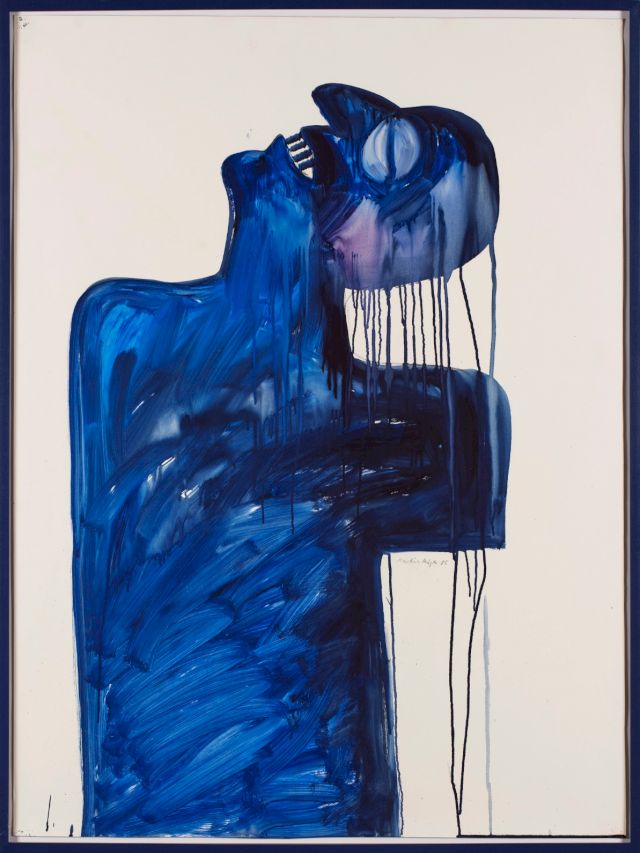 Artist Martina Kügler "blue melting head" 1984 copyright owned by www.a-private-collection.com