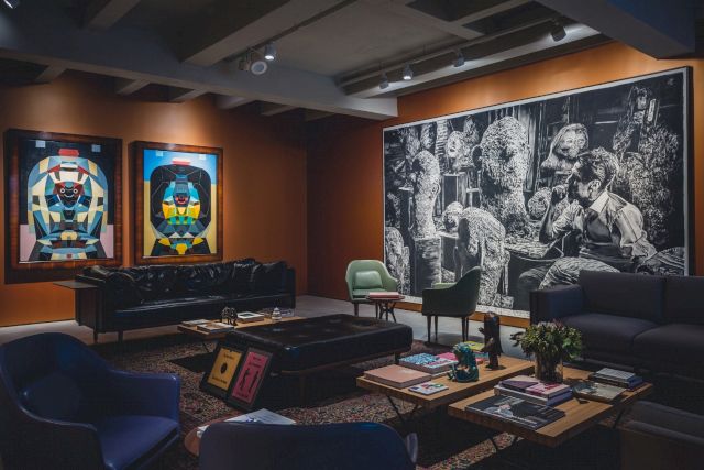 Exhibition View with Rinus Van del Velde, Once again I find myself rescheduling my desires (2016) and Raymond Lemstra Cabezón 1 (2016) and Cabezon 2 (2016) Espacio SOLO Museum, and ThrypCourtesy of Colección SOLO