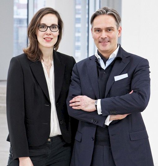 Anka Ziefer, Director of the G2 Kunsthalle and Steffen Hildebrand, collector. Photo: Dotgain.info