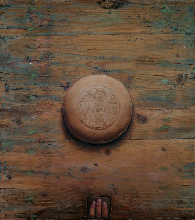 Christos Bokoros Offering 1998 oil on wood 70 x 61,3 cm Photo: Vaharidis Studio