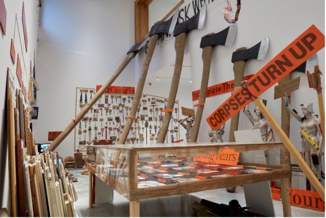 Exhibition view – ‘Power Tools’ (2007) Thomas Hirschhorn at Museum of Contemporary Art Helga de Alvear. Photo: Joaquín Cortés