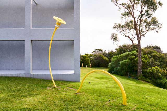 Installation view Jeppe Hein Share Your Perspectives Artbarn Cape Schanck Australia, 2023, Jeppe Hein "Modified Street Light #07" (2021)
