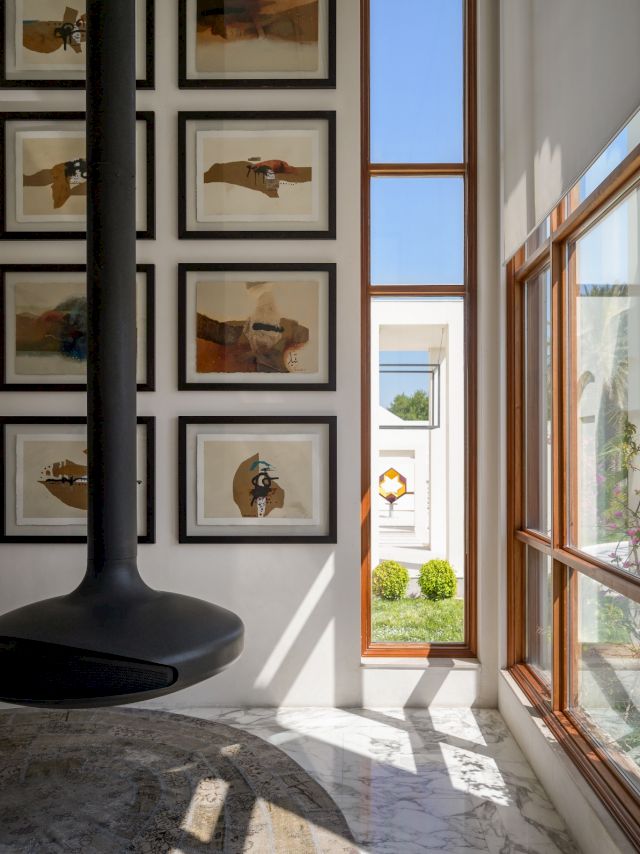 Works on paper by Rafa Nasiri, Focus creation fireplace, at the RAK Art Foundation, Riffa, Bahrain