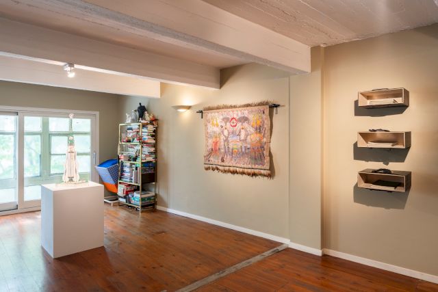 Exhibition view - the View at Loft, Servais Family Collection, Brussels, 2024 | works from left to right: Bodys Isek Kingelez, Cian Dayrit, Adel Abdessemed © Hugard & Vanoverschelde