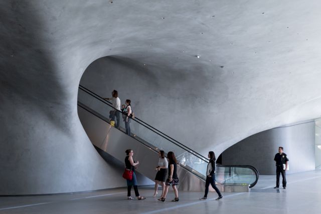 The Broad museum’s lobby with escalator. Courtesy The Broad and Diller Scofidio + Renfro. Photo: Iwan Baan