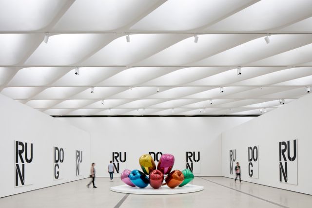 Installation of works by Christopher Wool and Jeff Koons in The Broad’s third-floor galleries. Courtesy The Broad and Diller Scofidio + Renfro. Photo: Bruce Damonte