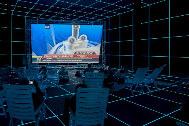 Hito Steyerl, ’Factory of the Sun’, 2015 (installation view La Biennale di Venezia, German Pavilion, 2015). Courtesy the artist. Photo: Manuel Reinartz