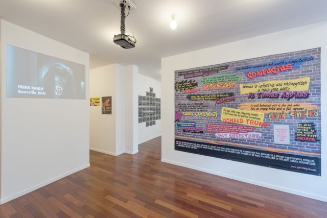 Installation view of The Guerrilla Girls & La Barbe exhibition . Photo: Charles Duprat