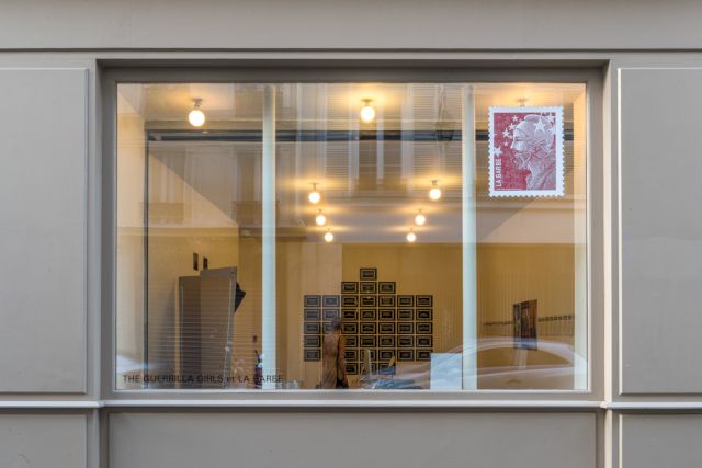 Installation view of The Guerrilla Girls & La Barbe exhibition . Photo: Charles Duprat