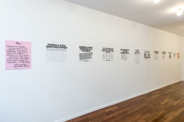 Installation view of The Guerrilla Girls & La Barbe exhibition . Photo: Charles Duprat