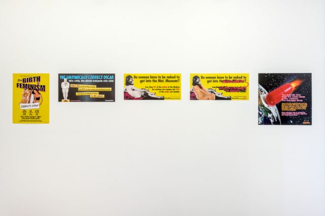 Installation view of The Guerrilla Girls & La Barbe exhibition . Photo: Charles Duprat